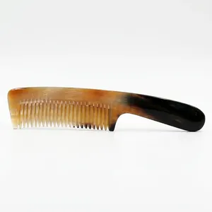 Peigne à dents larges en corne naturelle, poli, pour démêler, coiffer et brosser les cheveux, outil de barbier - Product Image 1