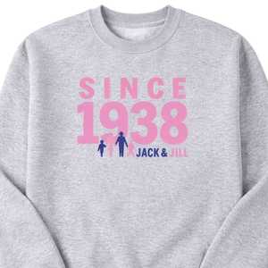 Sudadera de Cuello Redondo Jack and Jill Gris Desde 1938, Sudadera con Estampado Gráfico para Hombre y Mujer, Ropa Casual, Sudadera de Manga Larga - Product Image 6