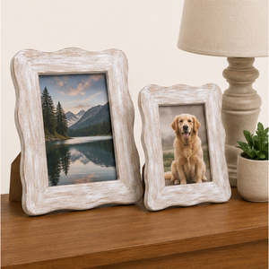 Fine Quality White Wooden Photo <b>Frame</b> with Wavy Edge Tabletop Standing <b>Vintage</b> <b>Picture</b> <b>Frame</b> for Home Decor Wholesale Price - Product Image 4