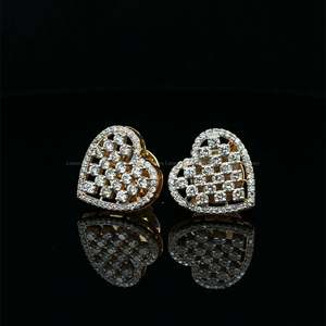 Pendientes de plata 925 chapados en oro con diamante de moissanita redondo de 1.25 CTW, diseño de corazón romántico, joyería nupcial, regalo para ella - Product Image 4