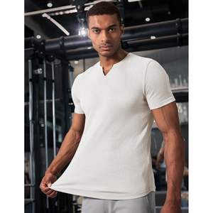 2025เสื้อยืดออกกำลังกายในยิมของผู้ชายเสื้อยืดออกกำลังกายเข้ารูปคอวีแนวยาวเสื้อยืดผ้าโพลีเอสเตอร์ - Product Image 3