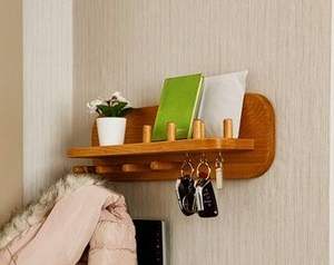 Organisateur d'entrée tendance, porte-lettres mural rustique en bois, décoration, porte-lettres en bois avec 4 crochets pour clés - Product Image 3