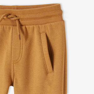 Street Style Jogger Pants Brown Color Cotton Polyester Made Comfortable Kids Trousers With Elastic Waste And Drawstring Closure - Product Image 4