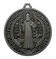 Grande médaille de Saint Benoît, diamètre 2 pouces, bronze antique