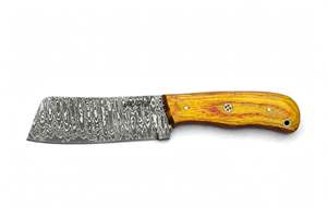 Cuchillo de Cocina Artesanal de Acero Damasco con Diseño de Gota de Lluvia, Mango de Madera Amarilla - Product Image 6