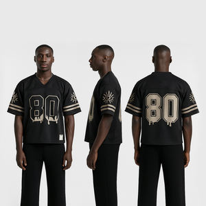 Camiseta de Fútbol Americano Personalizada de Malla Marrón, Estilo Urbano Holgado con Cuello en V para Hombre - Product Image 5