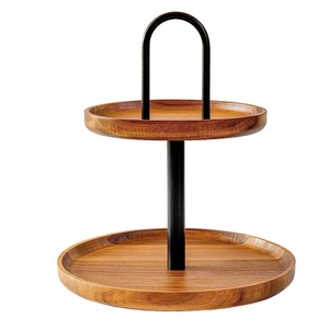 U Shaped Handle Wooden Cupcake Stand Natural Best Dessert <b>Display</b> Tray for Party Wedding Home Decor Wood 2 Tier Cake Stand - Product Image 1