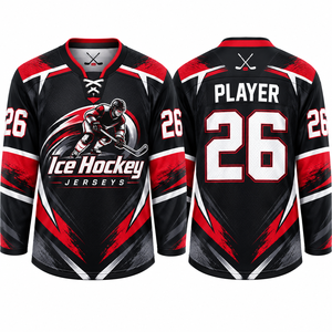 Maillots de hockey sur glace personnalisés sublimés, col en V, manches longues, pour joueur adulte (taille 26), en maille respirante, toutes saisons - Product Image 3