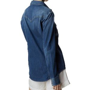 Camisa de Mezclilla Azul 100% Algodón para Mujer, con Botones y Solapa, Manga Larga, Estilo Casual y Formal, Corte Holgado, Estilo Occidental, Blusa Cómoda - Product Image 2