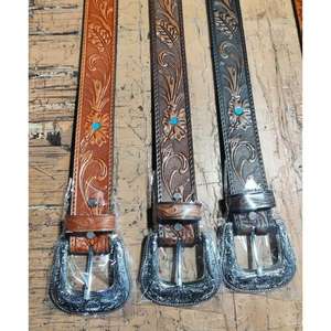 Cinturones de Cuero para Hombre con Hebilla de Acero Grabada a Mano - Talla Personalizada, Negro, Marrón, Chocolate, Juegos de Regalo - Product Image 1