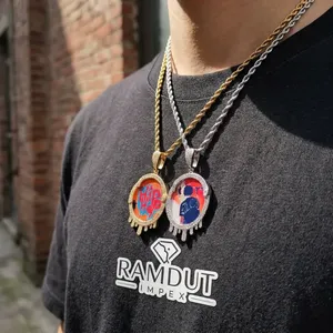 custom hip hop <b>photo</b> pendant personalized picture necklace <b>memorial</b> portrait charm diamond luxury street jewelry engagement <b>gift</b> - Product Image 1
