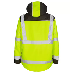 Men's Hi Visibility Reflective Work <b>Jacket</b> Orange Safety Coat with <b>Silver</b> Stripes and Hooded Design - Product Image 5