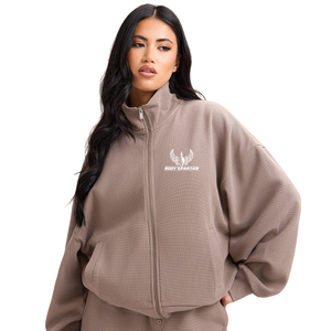 Conjunto de chándal de invierno para mujer, informal, estampado, con cremallera completa, chaqueta transpirable de forro polar texturizado y pantalones de pierna ancha - Product Image 3