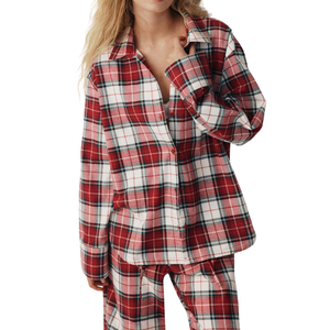 Conjunto de Pijama Casual de Dos Piezas de Franela de Algodón para Mujer, para Todas las Temporadas, Ropa de Dormir ODM, Transpirable y de Secado Rápido - Product Image 4