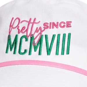 Pretty Since 1908 White Bucket <b>Hat</b> for <b>Women</b> Embroidered Letter Sun Cap Casual Sorority Inspired Outdoor <b>Summer</b> Fashion - Product Image 3