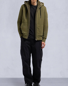Sudadera con Capucha y Cremallera para Hombre, Color Verde Oliva, Corte Regular, Color Sólido, Estilo Casual, Felpa Francesa, 100% Algodón, Antiencogimiento, Personalizable OEM ODM - Product Image 5