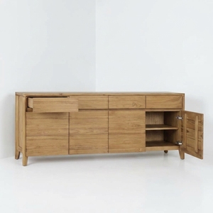 Buffet minimaliste en teck massif de qualité export, meuble de rangement pour projets d'aménagement intérieur d'hôtels de luxe - Product Image 3