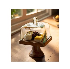 <b>Square</b> Wooden Cakes Stand with Glass Lid New Design Manufacturer Wholesaler Cake Cake Stand Home & Decoration - Product Image 1