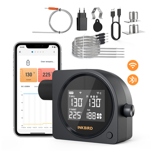 Contrôleur de température pour barbecue INKBIRD ISC-028-BW Wi-Fi et Bluetooth, ventilateur automatique pour fumoir, <span class=keywords><strong>thermomètre</strong></span> avec 4 sondes pour grils - Product Image 1