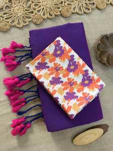 ชุดพื้นเมืองสำหรับผู้หญิงที่เป็นมิตรกับสิ่งแวดล้อม: ผ้าส่าหรีผ้าฝ้ายคัดสรรคุณภาพพร้อมพู่ห้อยและเสื้อผ้าฝ้ายเมจิก - Product Image 4