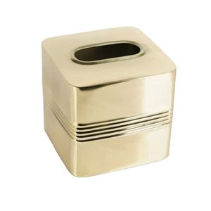 Premium Quality Solid Metal <b>Tissue</b> Box Classic Gold Metal Square <b>Tissue</b> Box Napkin Holder <b>For</b> Home Living Room Decoration - Product Image 1