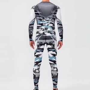 Ensemble de vêtements de sport pour hommes, chemise et leggings de compression, manches longues, imprimé, vêtements de sport MMA, gym, fitness, entraînement, tenue athlétique - Product Image 3