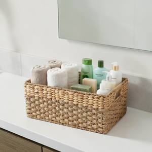 ISLA Seagrass & Hyacinth Mix Rect <b>Large</b> <b>Storage</b> <b>Basket</b> Versatile Organizer Bin with Cutout Handles For Shelf Closet Cabinet OEM - Product Image 3