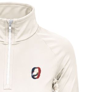 Manufacturer <b>White</b> Women <b>Quarter</b> <b>Zip</b> Activewear Pullover Shirt Floral Sleeve Detail Long Sleeve Outdoor Fitness Training Apparel - Product Image 4