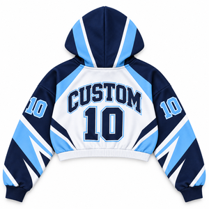 <b>Women</b> Raglan Cropped Hoodie Custom Letter Knitted ODM Front Color Block <b>Pullover</b> <b>for</b> Fitness Cheer - Product Image 5