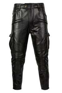 Men's Premium Quality Lightweight Canvas Straight Leather Pants Stylish Shiny Customized Vintage Street Style <b>Waterproof</b> Zipper - Product Image 2