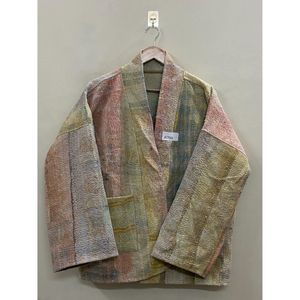 Handmade 100% Cotton Patchwork kantha <b>Kimono</b> <b>Jacket</b> Full Sleeve Shawl Collar Eco-Friendly Women's Wear <b>jacket</b> - Product Image 4