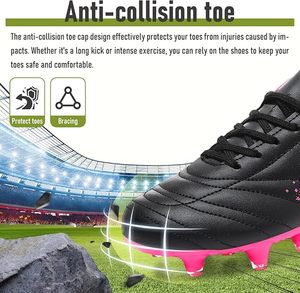 Women Synthetic Football Cleats Pink Black Breathable Mesh Lining Rubber Outsole <b>Boots</b> Sports Shoes Girls Soccer Footwear Custom - Product Image 6