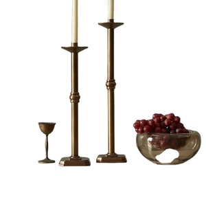 Unique Metal <b>Brass</b> Candle Holder Modern Luxury Design Round <b>Candlestick</b> Set for Table Decoration Elegant Ins Style Candle Stand - Product Image 1