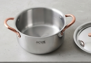 Stainless Steel Round Casserole Pot With Lid <b>Copper</b> Handles Induction Cooktop Compatible Durable Modern Design Perfect For Meals - Product Image 2