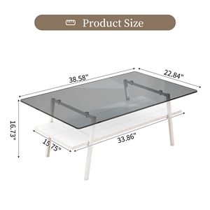 Set di 3 Tavolini da Caffè e Tavolini Laterali Moderni in Vetro Grigio, Vetro Temperato con Strato in MDF per Soggiorno - Product Image 6