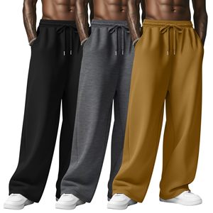 Pantalon de survêtement ample pour homme, bas de tenue athlétique, coupe confortable pour le sport, la gym, l'entraînement, en molleton de coton - Product Image 1
