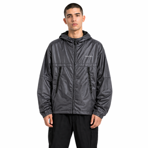 Wholesale Custom <b>Black</b> Hooded Nylon <b>Windbreaker</b> Jacket Waterproof Zip Up Streetwear Y2K OEM Supplier men's jackets USA - Product Image 4