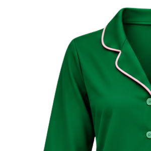 Conjunto de Pijama de Lujo Verde para Mujer con Logotipo 1908 Bordado, Camisa de Manga Larga con Botones, Pantalones a Juego y Rosa - Product Image 3
