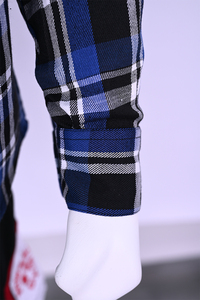 Wholesale Custom Men's Plaid Hooded <b>Flannel</b> Shirt <b>Jacket</b> Long Sleeve Snap Button Casual Shacket with Chest Pocket - Product Image 6