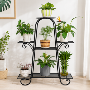 Soporte de Metal Negro de Varios Niveles para Plantas, Estante Decorativo de Hierro Forjado para Macetas de Interior, Exhibidor para Hogar y Jardín - Product Image 2