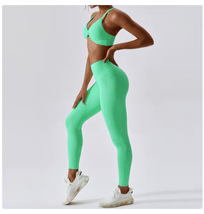 Conjuntos de Ropa Deportiva para Mujer con Logotipo Personalizado, Dos Piezas, Top con Cierre y Leggings de Cintura Alta, Manga Larga - Product Image 3