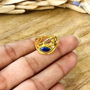 Unique Design <b>Lapis</b> <b>Lazuli</b> <b>Ring</b> Boho Brass Jewelry for Women 18k Gold Plated Egyptian Eye Statement <b>Ring</b> for Wholesale/OEM/ODM - Product Image 2