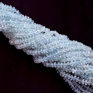Natural Aquamarine Button Beads Wholesale Price Bulk 4MM 5MM Smooth <b>Spacer</b> Gemstone Beads Strand For Jewelry Making 12.5 Inch - Product Image 2