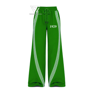 Pantalones Deportivos Anchos para Mujer con Paneles Laterales Curvos y Rayas Tejidas, de la Hermandad Griega Iota Phi Lambda 1929, Venta al Por Mayor - Product Image 1