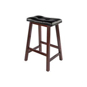Tabouret de bar moderne en similicuir rembourré avec finition noyer, chaise haute pour îlot de cuisine, pub et hôtel - Product Image 1