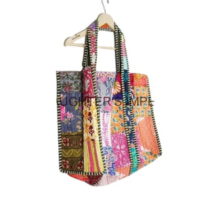 Bolso de hombro acolchado de algodón con estampado de bloques de mano indio de primera calidad al por mayor, bolso de hombro de retazos, estilo Vintage para mujer, para regalos de viaje - Product Image 4