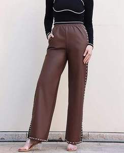 Pantalon femme en similicuir de luxe, extensible, taille haute, coupe slim, confortable et élégant - Product Image 3