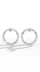 Elegantes pendientes de aro de plata 925 con diamantes, corte redondo y baguette, joyería fina para mujer, regalo de boda. - Product Image 2