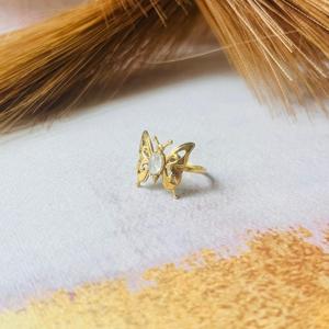 Butterfly <b>Ring</b> 18K Gold Plated Moonstone Brass Modern Bezel Set Women's Gemstone Daily Wear - Product Image 4