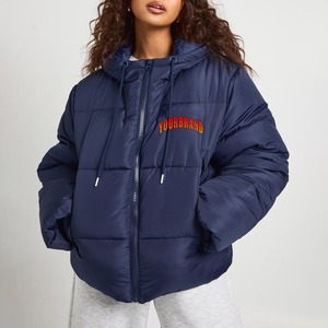 Factory Direct Thick Warm Down <b>Coat</b> <b>Winter</b> Cotton-<b>padded</b> Solid Color Embroidered Logo Full Sleeve <b>Women</b> Puffer Jacket - Product Image 4